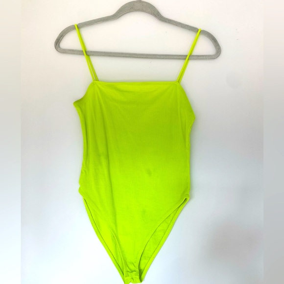 Lime green/yellow ribbed bodysuit - Picture 1 of 3